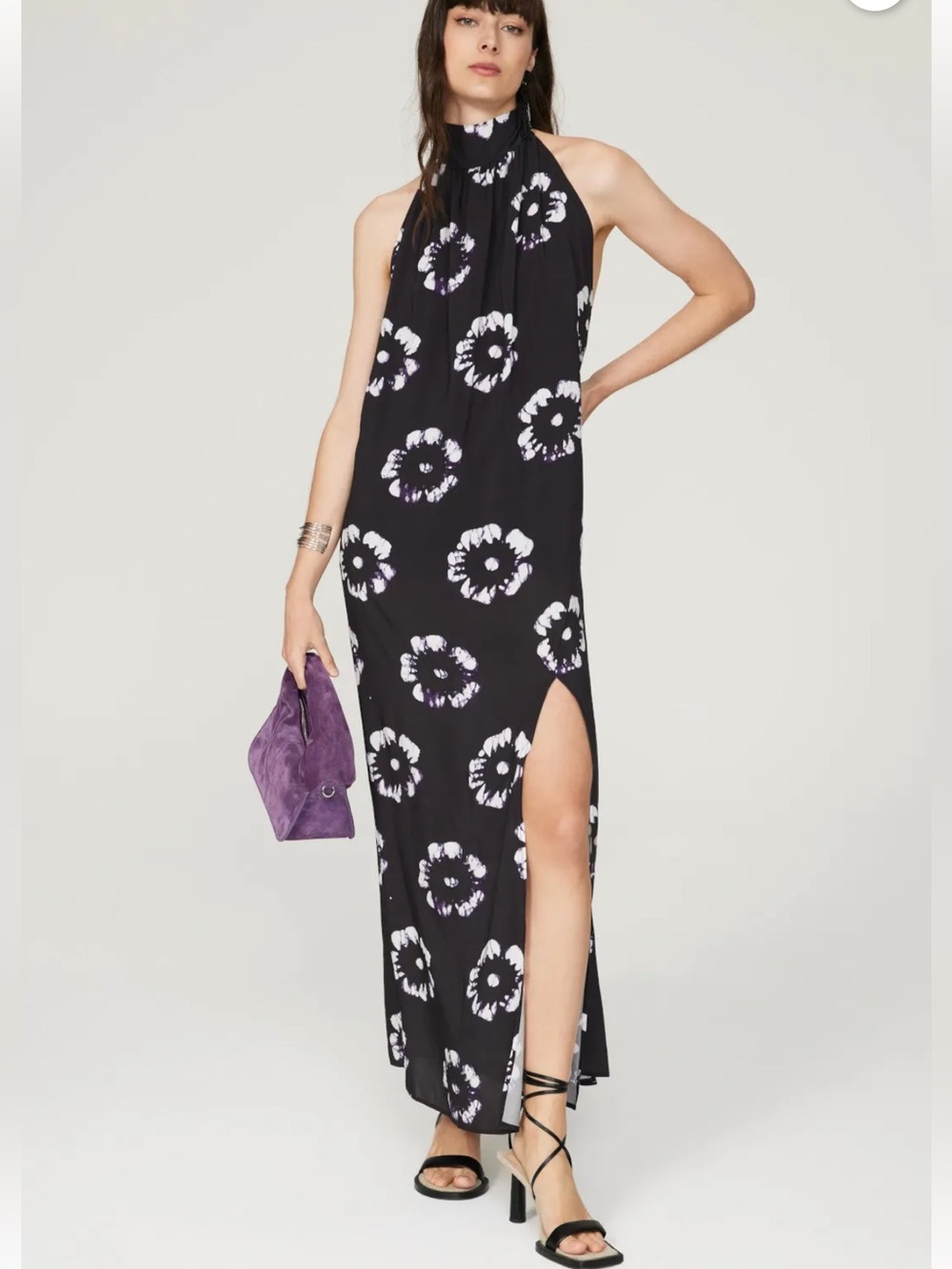 Busayo x RTR Floral Halter Dress Black